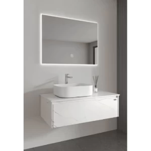 Artificial Marble Wash Basin Ceramic Raised Basin 100 cm with LED Mirrors | Albayt Alaniq Sanitary Tools