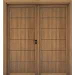 باب خشب مزدوج البريميوم، مقاس 220×235 سم، لون بني، سمك 6 سم، موديل BM01