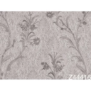 Italian Wallpaper Floral Design 10m x 1.06m, Gray | Balbaid Decor Company