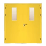 Fire door SFFECO  stainless steel with Glass Window  Model SF/DD  Double Door leaf size 1900×1950    mm  Color Yellow