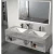 Artificial Marble Decorative Sink Two Basins With 3 Color LED mirrors, Matte Gray Color, Size 150 cm 