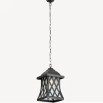 Outdoor Rhodes Pendant Light Black, Size 25.4 x 25.4 x 37 cm