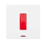 Electrical light switch 1 gang double pole with led 45 Amp Sidra Alfanar Size 14 × 7 cm Color White 