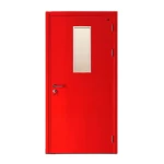Fire door SFFECO  galvanized steel  with Glass Window  Model SF/SD Single Door leaf size 1950×900   mm  Color Red