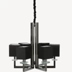 ثريا عصرية تصميم حديث، ارتفاع 150 سم، مقاس 86×86 سم، لون أسود