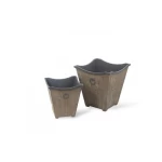 Plant pot made of Fiberglass, Square Shape, Brown, size 35.5×33.5×33.5 cm