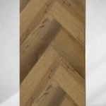 باركيه أرضيات SPC مقاومة للماء تصميم هرمي، طول 60 سم، عرض 15 سم، لون بني