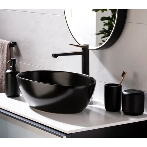 Counter Porcelain Wash Basin 45.5×31×16 cm, Matte Black | Abyat Company
