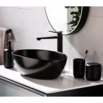 Batil Model Counter Porcelain Basin 45.5×31×16 cm, Matte Black Color