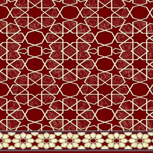 Mosque Flooring Pile Height 11 mm Red Color, Islamic Ornamentation, Saba Model | 