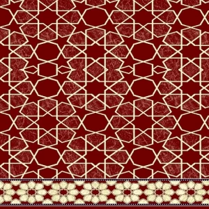 Mosque Flooring Pile Height 11 mm Red Color, Islamic Ornamentation, Saba Model | 
