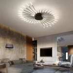 Modern Black Metal Chandelier with 42 LED Bulbs, Length 128 cm, Width 100 cm