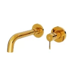 Wall Washbasin Mixer, Size 18.5x12x25 cm, Shiny Gold