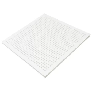 بلاط سقف جبس مخرم مقاوم النار مطلي PVC، مقاس 600×600 mm، سماكة 12.5 mm، لون أبيض، تصميم مربع | شركة جودة الصناعة المحدودة