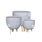 Fiberglass Planter, Width 19 cm Depth 26 cm Height 26 cm, Light gray color.