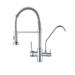 Kitchen Washbasin Mixer, Three Lines, Matte Chrome Color