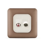 فيش تليفزيون مائل مفرد + فيش دش مائل مفرد، لون نحاسي، 7×7 سم | سبكترا 