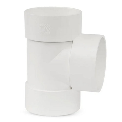 PVC Tee 110 mm, SCH 40, White Color | Al-Manar Pipes Factory