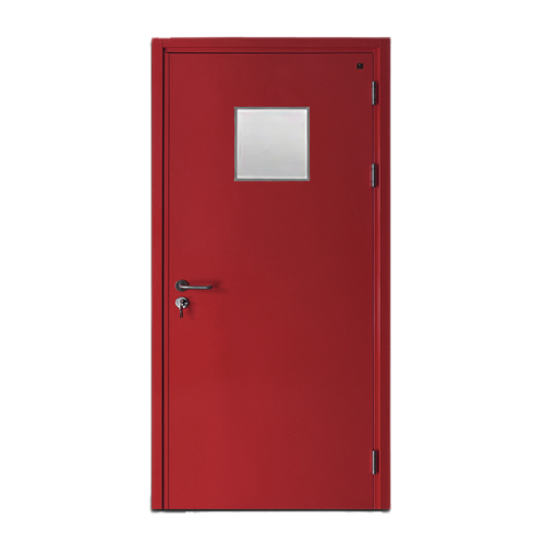 Fire Door SF/SD Stainless Steel 1950×900 mm Red with Square Glass Window | SFFECO