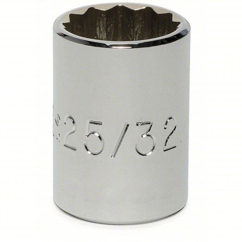 Impact Socket 12 Point 25/32 inch, Drive 1/2 inch, Chrome Finish | Proto by ARAB PROS COMPANY
