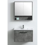 Decorative Washbasin With Wooden Cabinet Mirror Size 80 cm, Dark Grey