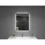 Silver Decorative Rectangular Mirror with Hidden Touch LED Lighting, Size 60x80 cm, Silver Color