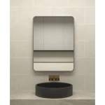 مراية حمام صيني مستطيل مع اطار الومنيوم، مقاس 50×90 سم، سماكة 4 مم، لون رمادي