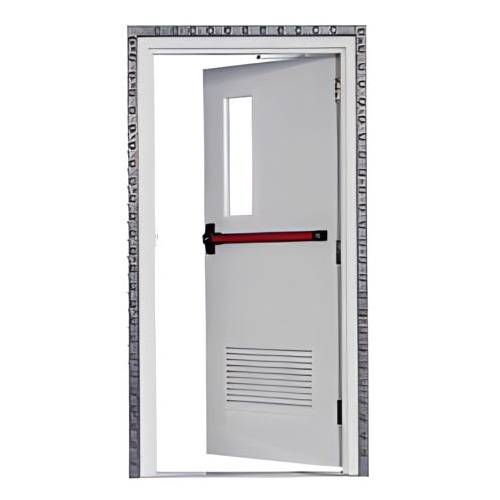 Fire Door SF/SD Galvanized Steel 1950×900 mm Gray with Glass Window | SFFECO