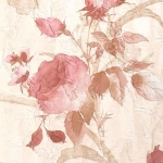 Floral wall covering light beige color, length 10m, width 0.73m, model 4338