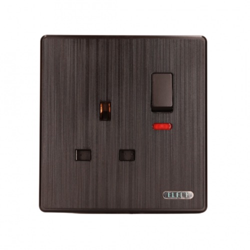 Socket with Switch 220 Volt 13 Amp 7×7 cm Matte Black | Matkel Store