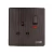 Socket with Switch, 220 Volt, 13 Amp Capacity, Size 7× 7 cm, Matte Black Color