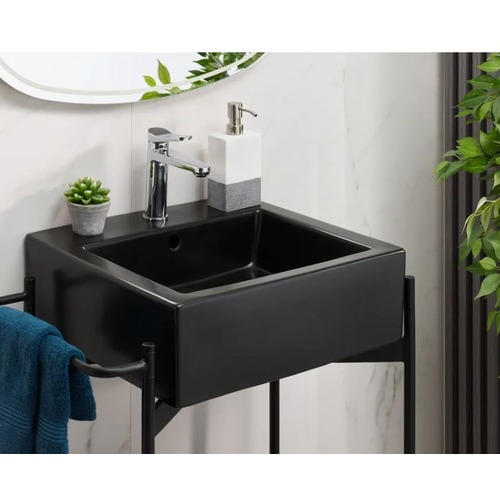 Matte Black Counter Top Porcelain Basin 47x47x16 cm | Abyat Company