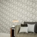 ورق جدران تصميم ورود، مقاس 10 م×50 سم، لون رمادي فاتح