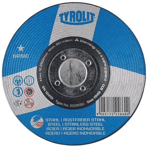 Depressed Center Cutting Disc 125x2x22.23 mm, WA60T Grit | Tyrolit by ARAB PROS COMPANY