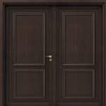 باب خشبي متين مزدوج بتصميم فاخر، لون بني غامق، مقاس 220 × 235 سم، موديل EX02