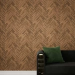 ورق جدران، لون بني غامق، تصميم خشبي، مقاس 10 م×50 سم