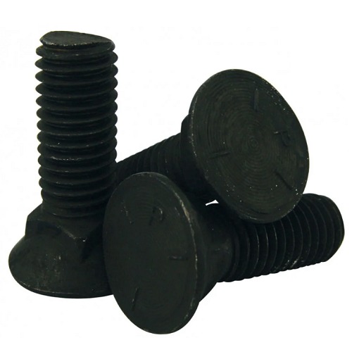 Plow Bolt 1/2×3 inch Black Steel Flat Countersunk Square Neck, Grade 5 | AOBSCO