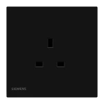 13A 1 Gang Socket, Black, 86x86mm, 250V, Siemens (Delta Peleus)