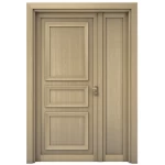 باب ونصف كلاسيكي خشبي، بيج، مقاس 160×235 سم، موديل EXO5