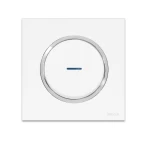 مفتاح كهربائي دائري مفرد ثنائي القطب مع مؤشر ليد 20 امبير غرناطة الفنار مقاس 7×7 سم اللون ابيض بحلقة كروم