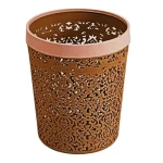 HDPE Decorative Plastic Trash Bin, Brown Color, Model ZFVRI