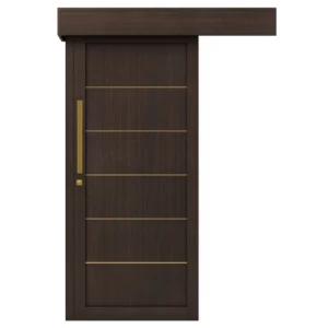 أبواب سحاب فاخرة بريميوم صلب 110×265 سم، سمك 6 سم، بني غامق | GM01
