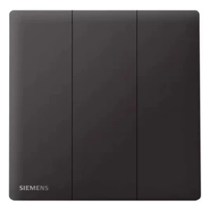 10A 3 Gang 2 Way Light Switch, Black, 86x86mm, 250V | Siemens (Delta Peleus)