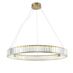 Crystal Chandelier, Circular Design, 150 cm Length, 60 cm Width, Gold