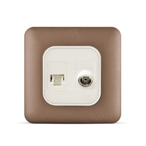 فيش RJ11 6P6C + فيش تليفزيون مائل 7×7 سم، لون نحاسي | سبكترا