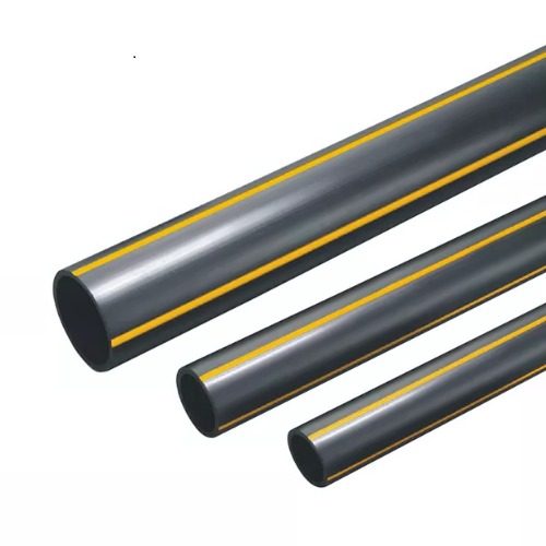 مواسير بلاستيك HDPE ضغط 8 بار PE 80، قطر خارجي 560 مم، سماكة 50.9 مم أسود مع خطوط صفراء | المني لانظمة الانابيب