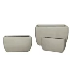 Rectangular Fiberglass Flower Pot, Size 33x26x60 cm, Beige color.