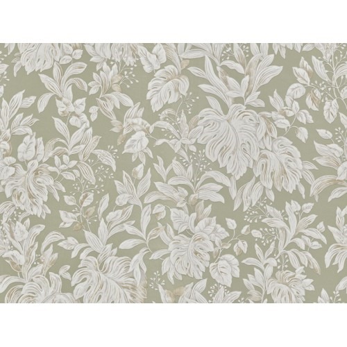 Leaf-patterned Italian Paper 10m×1.06m Light Green with Beige, Model Z46052 | Balbaid Decor Company