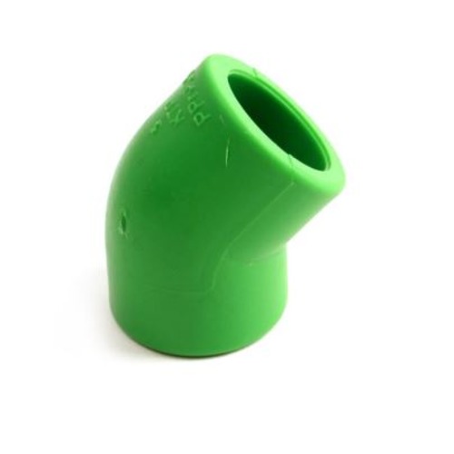 كوع بلاستيك PPR زاوية 45 درجة مقاس 63 mm قطر خارجي 86 mm لون أخضر | مصنع القبلان للأنابيب الحراريه