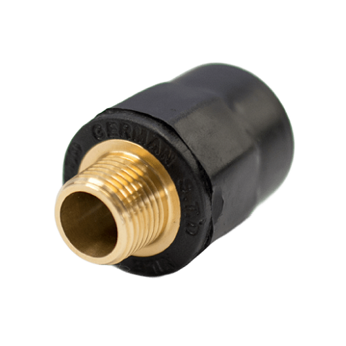 PPR Adapter Male Size 40mmx1 1/4 inch, Black Color, Pressure 25 Bar | Ask Thermal Pipes Factory